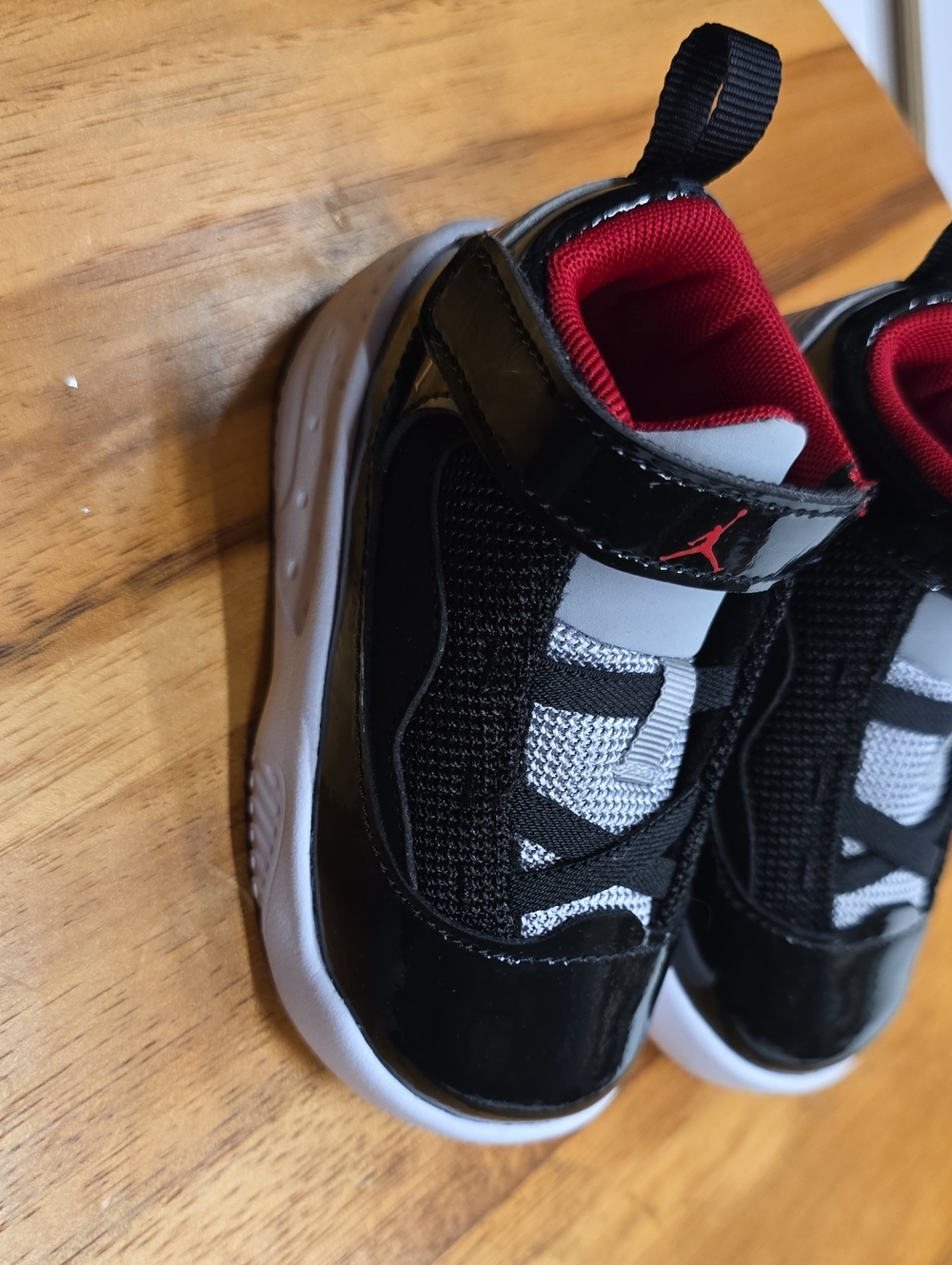 Jordan Kids Black, White and Red Hook-and-Loop Sneakers